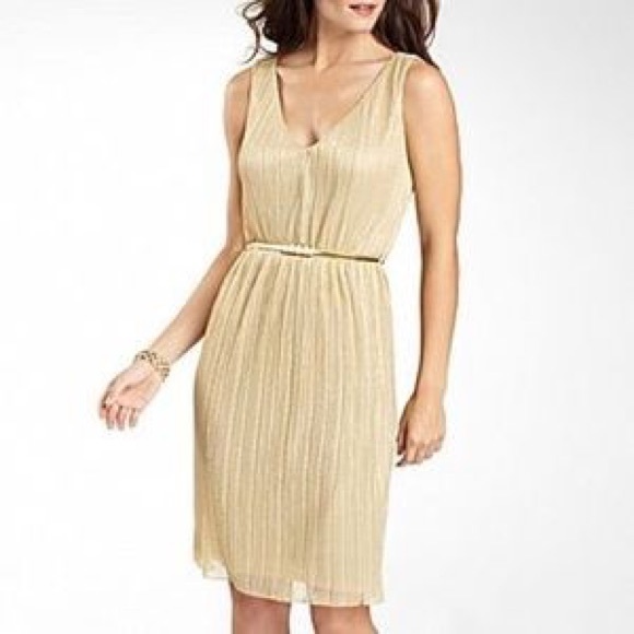 Gold Micro-Pleated Dress Worthingtons XL - Picture 1 of 7